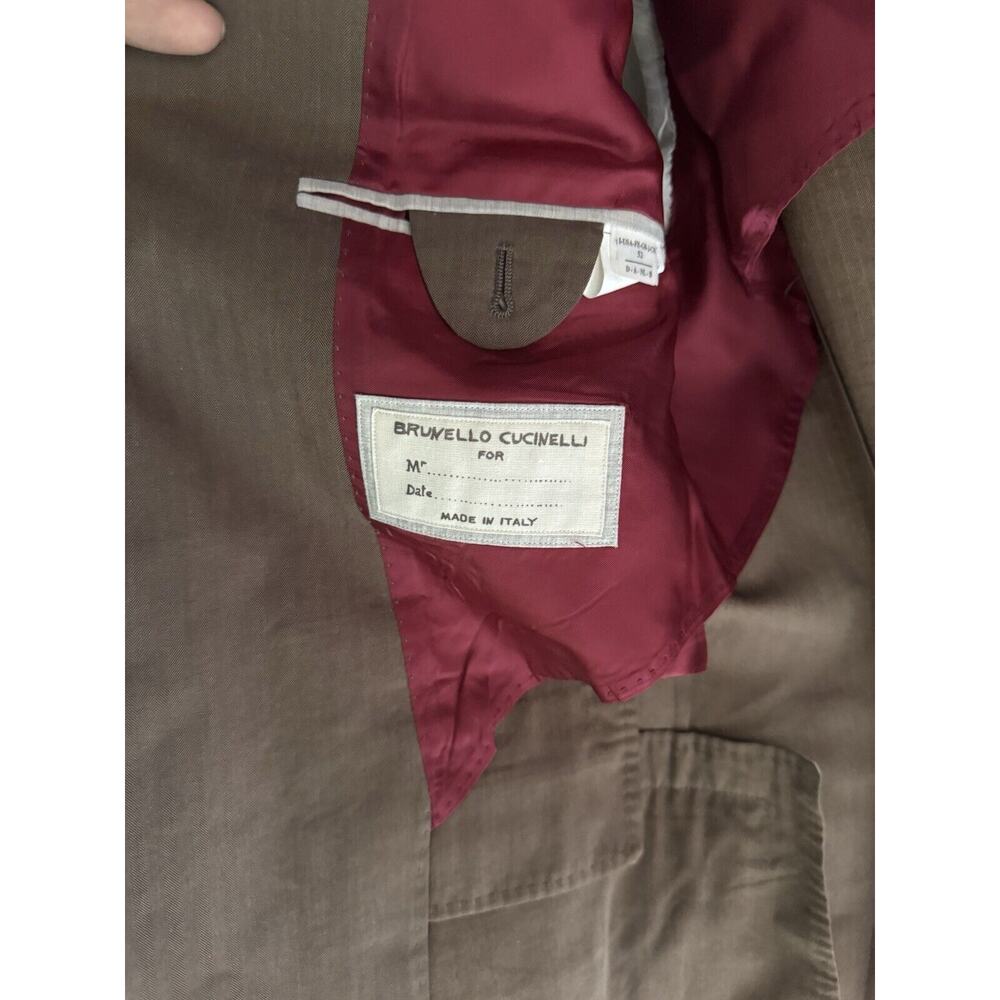 Brunello Cucinelli Brown Herringbone 100% Cotton Blazer Unstructured 52/42R Men - Picture 6 of 9